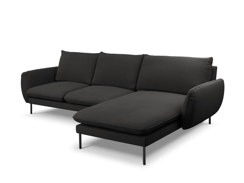 Cosmopolitan Design rechter hoekbank Vienna 5-zits, boucle, zwart - 170x255x95cm