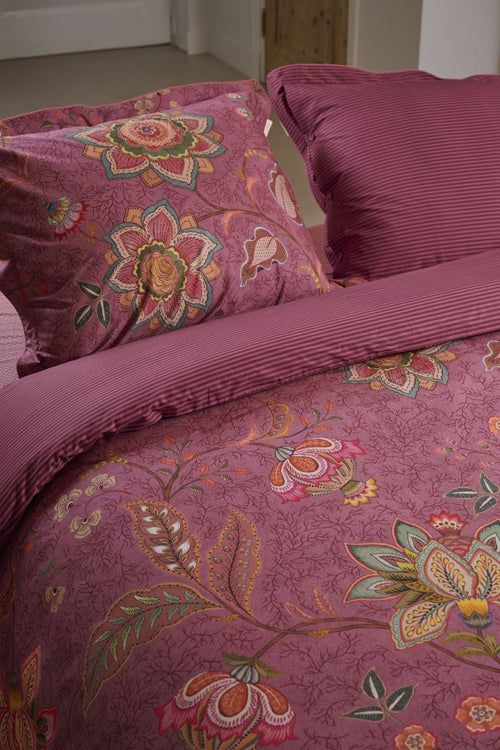 Pip Studio Dekbedovertrek Mumbai Evening - 260 x 200/220 cm - Donker roze
