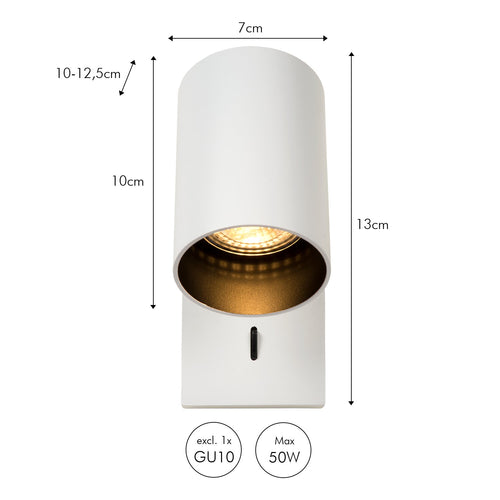 Atmooz wandlamp Nuo - wit-zwart binnenin - 15 x 10 x H 12 cm - GU10