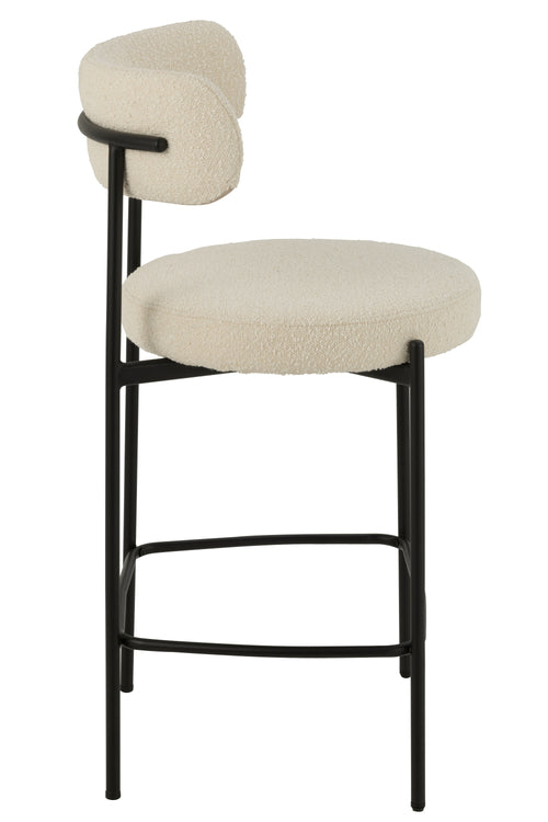 J-Line barstoel Bouclé - multiplex/polyester - wit/zwart - vtwonen shop