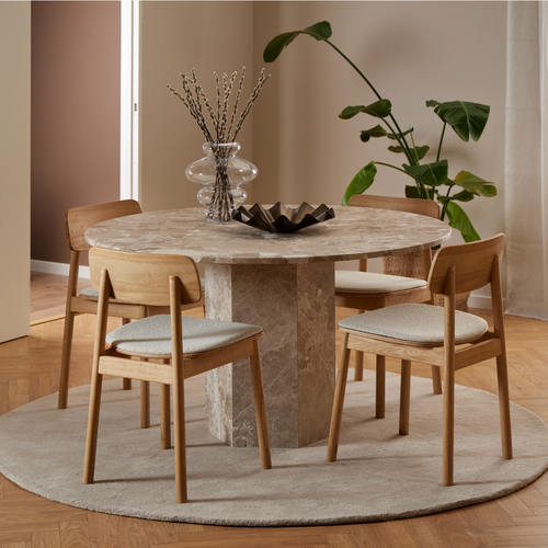 Loff Design Eetkamertafel Arezzo - ø130 cm - Beige Marmer - vtwonen shop