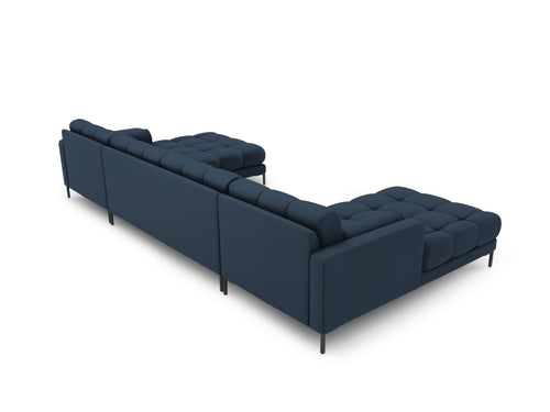 Cosmopolitan Design Panoramische bank Bali 7-zits, structurele stof, blauw - 185x383x75cm
