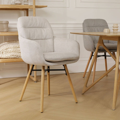 Nolon Nena-Mia Eetkamerstoelen Set van 2 - Beige - Naturel Hout - vtwonen shop