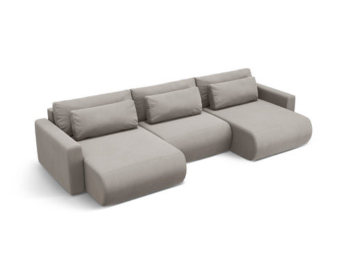 Cosmopolitan Design Converteerbare panoramische bank met opbergdoos Belfast 4-zits, flueel concreet - 149x340x84cm