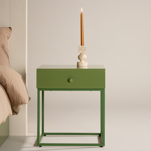 Nest living Lewis Metalen Nachtkastje met Lade - Groen - vtwonen shop