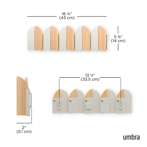 Umbra wandhaak Saloon - 43 x 2 x 14 cm - naturel/zand