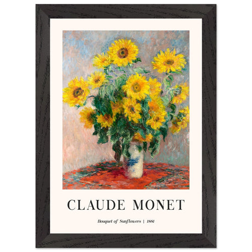 Artfulprints Poster met Lijst Claude Monet - Bouquet of sunflowers   - A4 21x29.7 cm - Geel