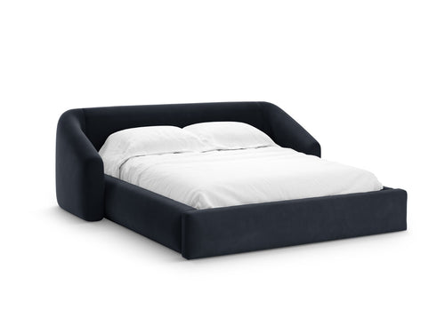 Cosmopolitan Design Opbergbed met hoofdeinde Campi 200x180cm flueel donkerblauw - 230x248x80cm