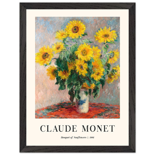 Artfulprints Poster met Lijst Claude Monet - Bouquet of sunflowers   - 30x40 cm - Geel