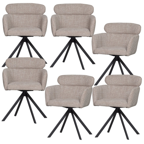 WOOOD eetkamerstoelen Fenne - Polyester - Naturel - Set van 6 - vtwonen shop