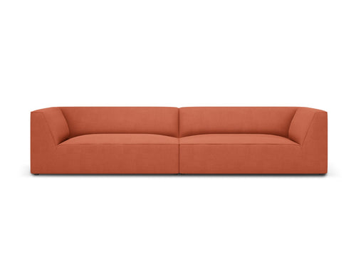 Micadoni Bank Ruby 4-zits, structurele stof, koraal - 93x302x69cm