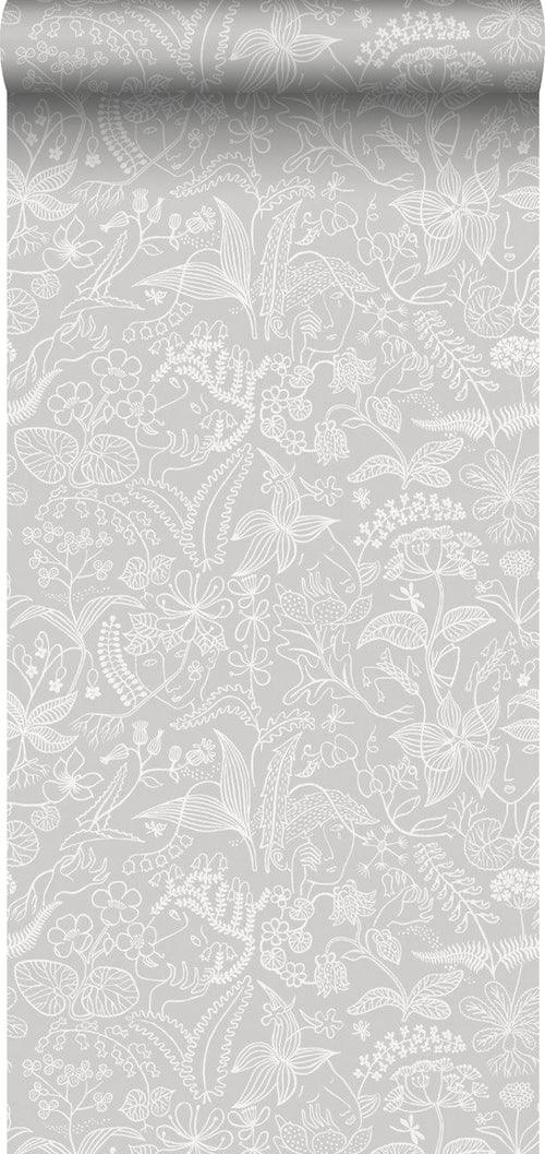 Borastapeter behang bladeren grijs - 53 cm x 10.05 m - 660752