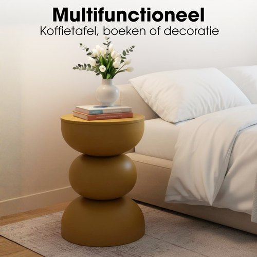 Mica Decorations Luna Bijzettafel - Bijzettafel Rond H46 x Ø32 cm - IJzeren Tafeltje voor Slaapkamer of Woonkamer - Nachtkastje of Plantentafeltje -