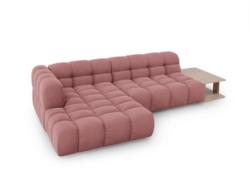 Cosmopolitan Design Modulaire hoekbank links Sky 4-zits, flueel, zalm - 162x297x70cm