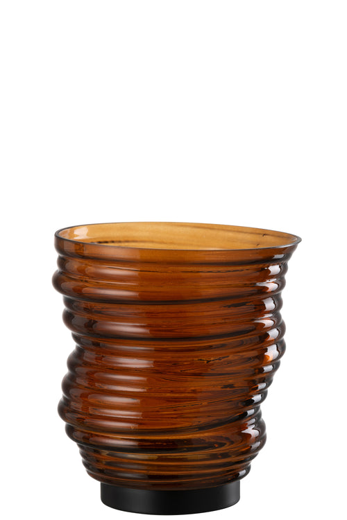 J-Line vaas Tornado - glas - bruin - small - Ø 16 cm - vtwonen shop