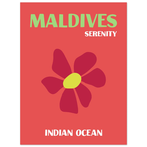 Artfulprints Poster Indian Ocean - Maldives   - 30x40 cm - Rood