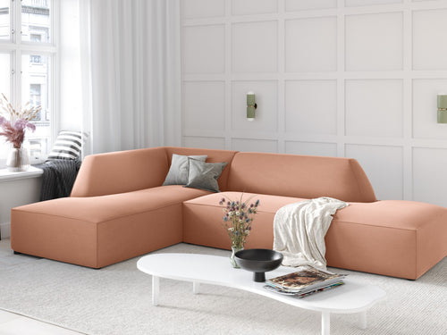 Micadoni linker hoekbank Ruby 4-zits, flueel, roze - 180x273x69cm