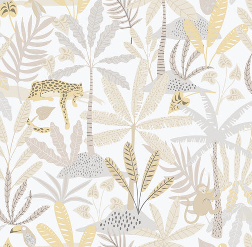 Sanders & Sanders behang jungle dieren beige, grijs en wit - 53 cm x 10.05 m - 640632