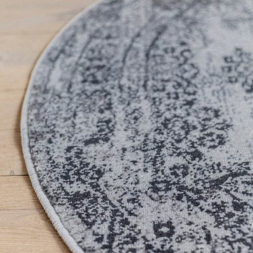 Vintage Vloerkleed Bloom rond - Grijs - EVA Interior - 100 x 100 cm - vtwonen shop