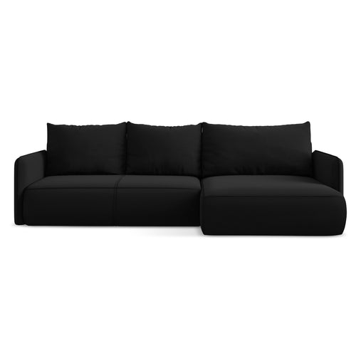 LaMiaSofa hoekbank rechts Palermo - velours - zwart - 240x148x86