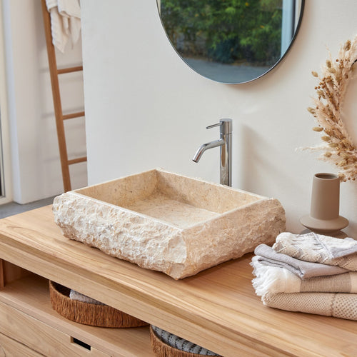 Tikamoon Marmeren waskom in cream b. 50 cm - Beige