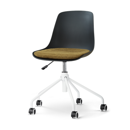 Nolon Nout-Liv eetkamerstoel zwart met mosgroen zitkussen - wit onderstel - vtwonen shop