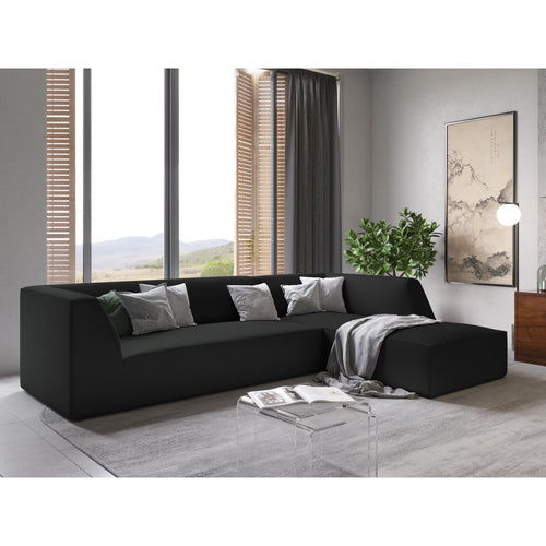 Cosmopolitan Design - Modulaire hoekbank rechts Siena 4-zits, structurele stof zwart - 180x273x69cm