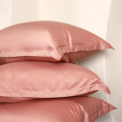 Coco & Cici - Tencel Sateen Kussensloop 70 x 60 cm - Kussenhoes - Lyocell - Extra Zacht & 100% Natuurlijk - Terra Roze