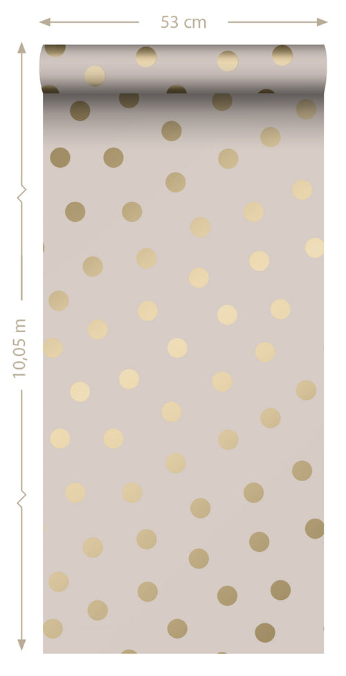ESTAhome behang stippen zacht roze en goud - 53 cm x 10.05 m - 139244