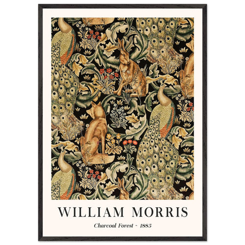 Artfulprints Poster met Lijst William Morris - Charcoal forrest   - 70x100 cm - Donkergroen