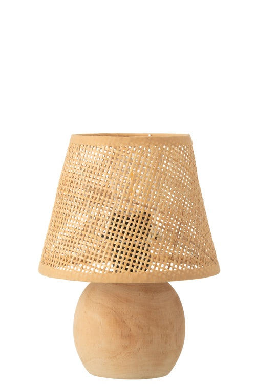 J-Line lamp Getwist - metaal/hout - naturel - LED lichtjes