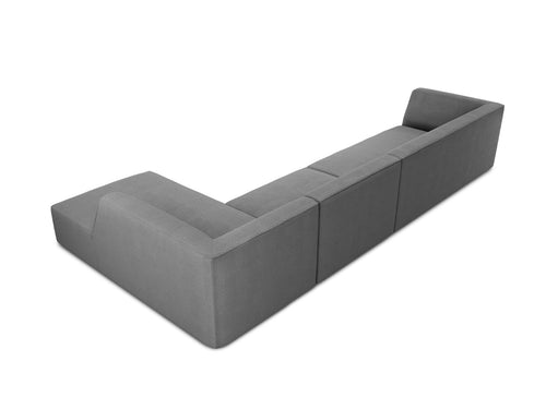 Micadoni rechter hoekbank Ruby 5-zits, structurele stof, grijs - 180x366x69cm