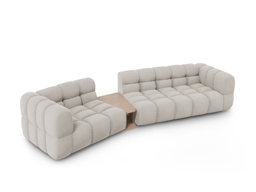 Cosmopolitan Design linker modulaire bank Sky 3-zits, flueel, lichtbeige - 148x353x70cm