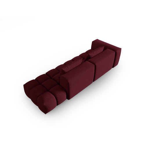 Cosmopolitan Design - Rechte modulaire bank Verona 4-zits, structurele stof bordeaux - 85x265x70cm