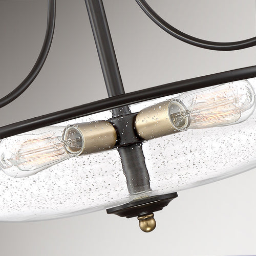 Elstead Quoizel Griffin Bowl Semi Flush Plafondlamp Palladiaans brons met verweerde messing accenten