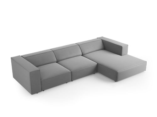 Cosmopolitan Design rechter hoekbank Arendal 4-zits, flueel, lichtgrijs - 166x284x70cm