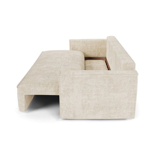 Premium Interiors - Slaapbank met opbergruimte  - corduroy beige 254cm
