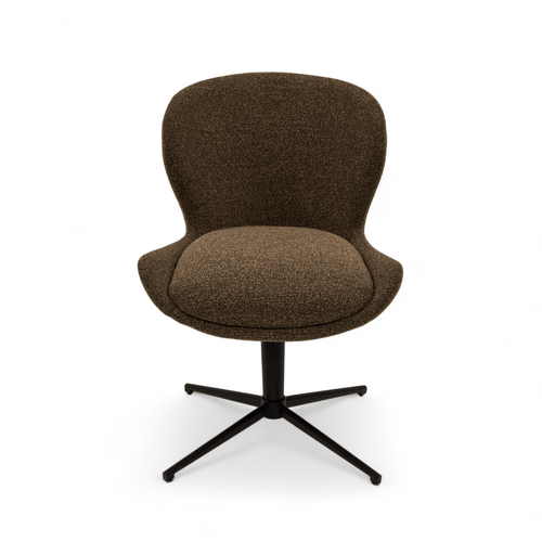 Furnhouse eetkamerstoel Nicklas - Donkerbruin - Stof (Bouclé) - Set van 2