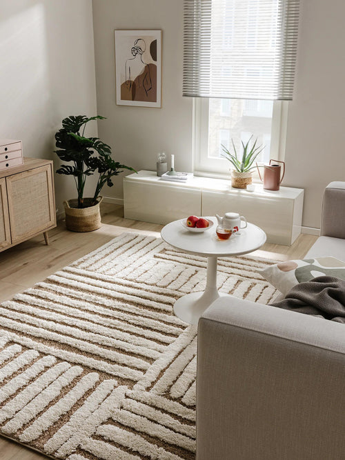 benuta shaggy vloerkleed Tibo - créme/beige - 160x230 cm