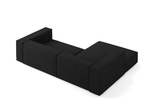 Cosmopolitan Design linker hoekbank Arendal 3-zits, chenille met ribbeleffect, zwart - 166x224x70cm