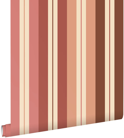 ESTAhome behang strepen roze en bruin - 50 x 900 cm - 132038