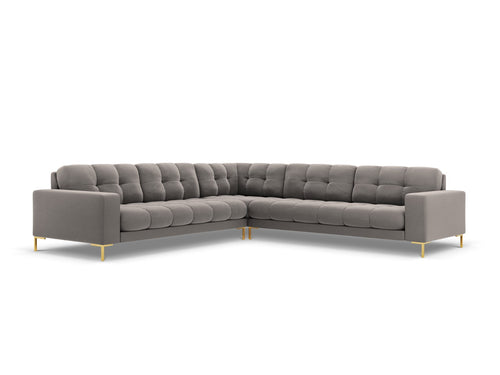 Cosmopolitan Design Symmetrische hoekbank Bali 6-zits, flueel, lichtgrijs - 256x256x75cm