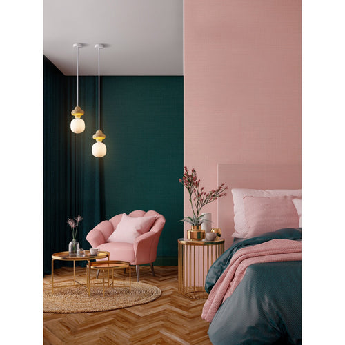Nova Luce CLIO Korte, slanke hanglamp voor aan het plafond, geel, mat wit, E14 fitting, 1x5W