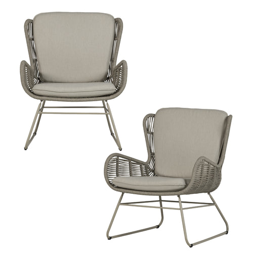 WOOOD loungestoelen tuin Grace - Staal/Touw - 81x75x70 - Set van 2