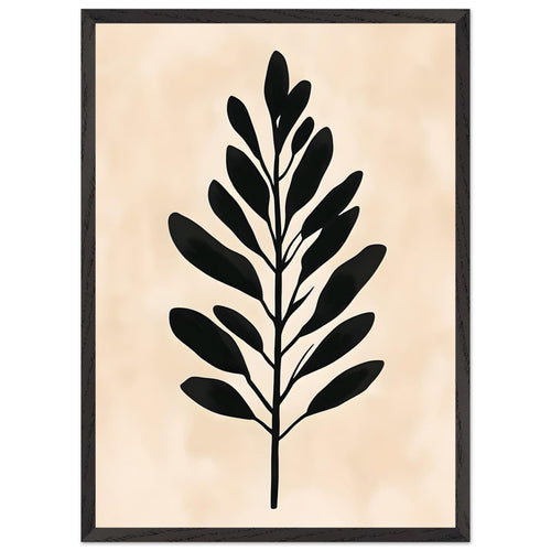 Artfulprints Poster met Lijst Boho – Bold leaf   - 50x70 cm - beige