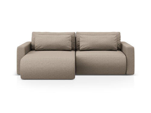 Cosmopolitan Design Omkeerbare converteerbare hoekbank met opbergdoos Belfast 3-zits, structurele stof donkerbeige - 149x240x84cm