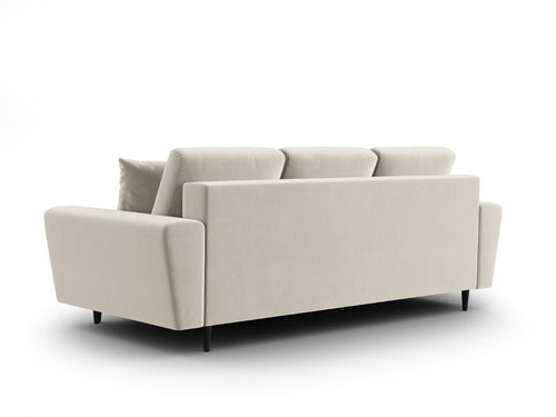 Cosmopolitan Design Slaapbank met opbergdoos Kyoto 3-zits, flueel lichtbeige - 100x235x88cm