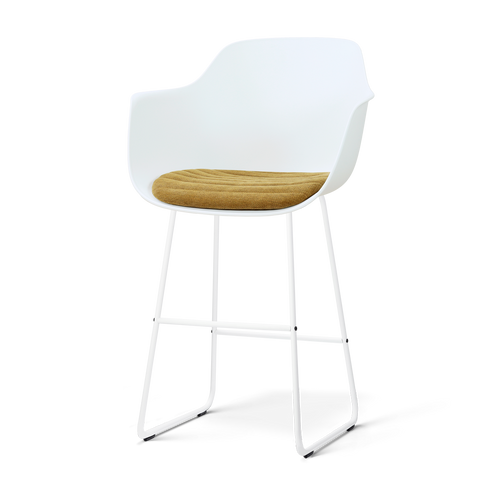 Nolon Nino-Liz barkruk wit met mosgroen zitkussen - wit onderstel - 75 cm