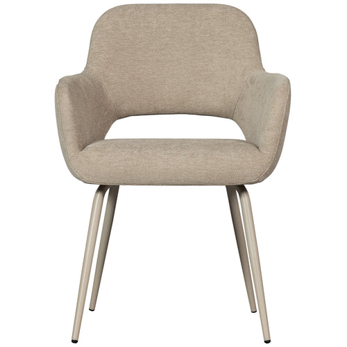 WOOOD eettafel Rhonda - Eiken - Naturel & eetkamerstoelen Jenny - Stof - Naturel - 75x129x129/80x58x58