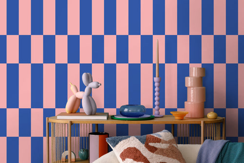 ESTAhome behang streep roze en koningsblauw - 50 x 900 cm - 130921 - vtwonen shop